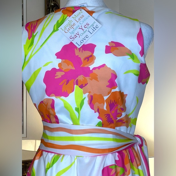 Gretchen Scott Jersey Date Night White Floral Dress Size Small - Picture 8 of 13